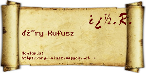 Őry Rufusz névjegykártya